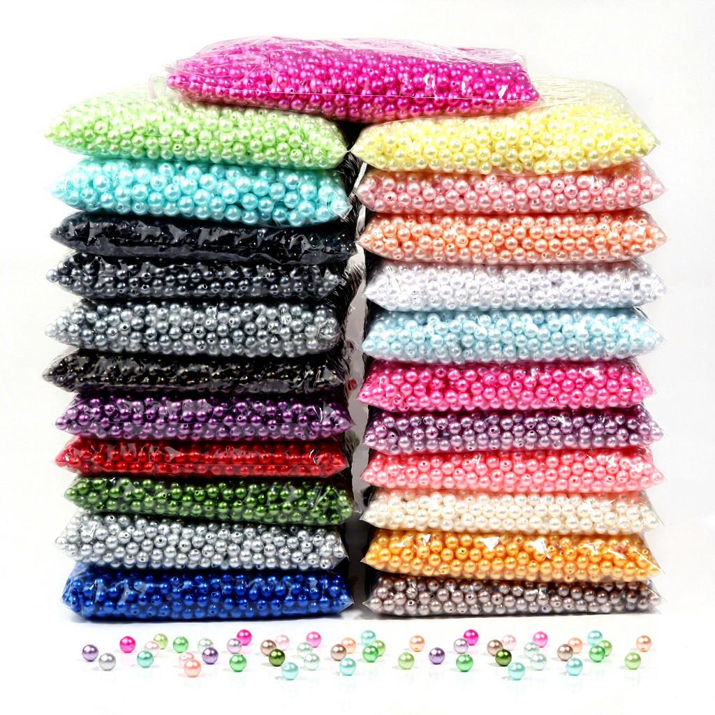 Hochwertige bunte lose ABS-Perlen mit Loch, verschiedene Größen, runde Kunststoff-Imitationsperlen für DIY-Schmuckherstellung, Kleidung