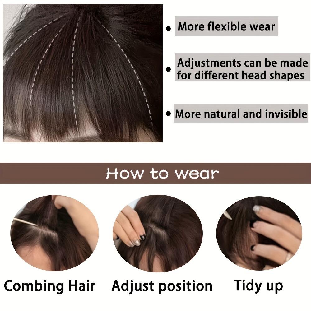 XINRAN Synthetische kurze gerade Clip-in-Luft-Pony-Perückenverlängerungen mit ordentlichen Pony-Fransen-Haarteilen, natürliche Perücke für Frauen, Cosplay-Kleidung