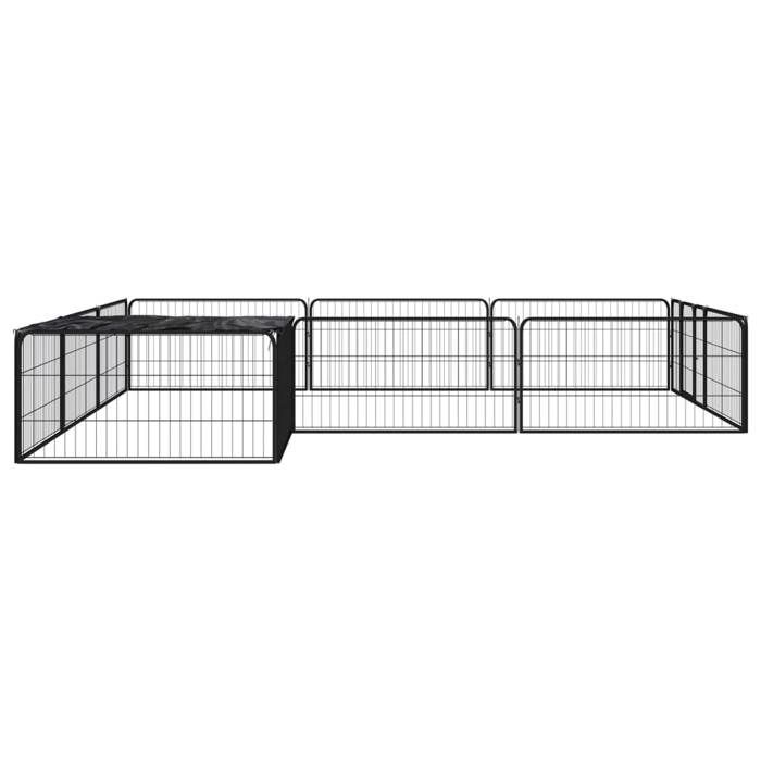 VidaXL Dog Playpen 12 Panels Black 100x50cm Powder-Coated Steel 3115977