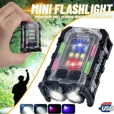 Multifunktionale Mini COB Taschenlampe Typ-C Wiederaufladbar Outdoor LED Tragbare Taschenlampe mit Clip Licht Magnetisch Camping Warnleuchte