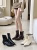 2025 Autumn New European and American Style Versatile Quality Thin Wood Grain and Pointed Short Boots