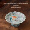 Chinese Ru Kiln Blue and White High-Footed Ceramic Plate for Fruit, Tea, Snacks, Pastries, and Living Room Decor