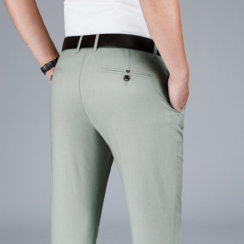 Men's Black Tencel-Modal Business Casual Pants - Loose, Straight, Anti-Wrinkle, Spring/Summer