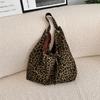 2 Niche Leopard Print Large Capacity Double-sided Canvas Commuter Tote Bag Handbag Shoulder Underarm Bag Women's Bag