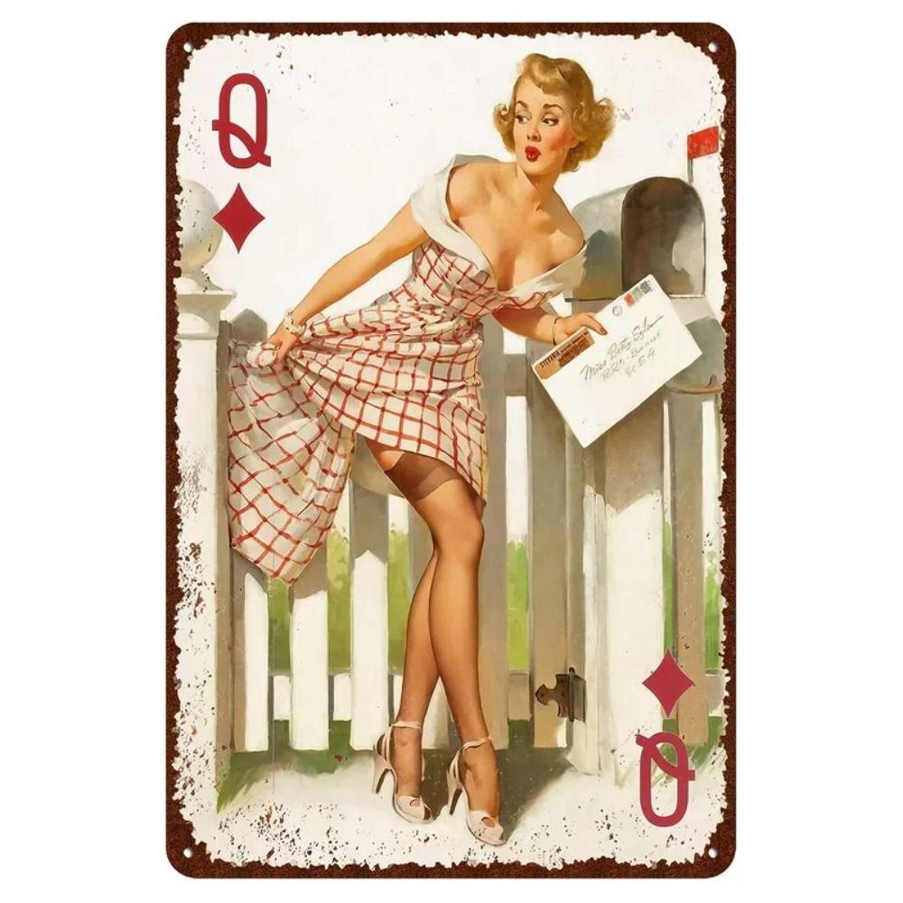 Pin-Up Girl Retro Metallwand Schild 30x20cm