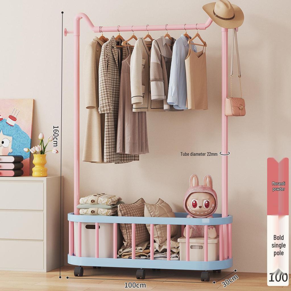 Mobile Clothes & Hat Rack, Dormitory & Bedroom Floor Stand, Small Hanging Rack with Bag Hook - 2026 New Style.