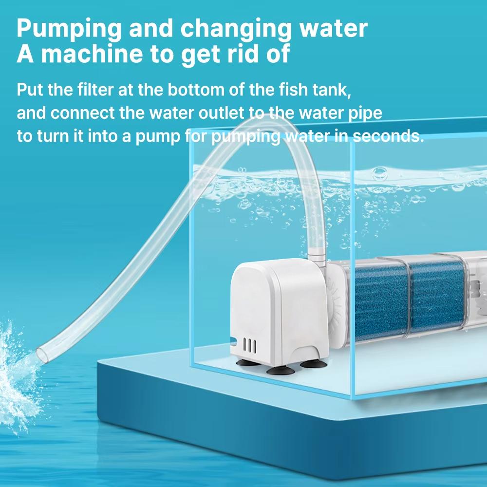 6in1 220v Aquarium Filter Pump Fish Tank Submersible Silent Air Oxygen Aerator Internal Water Pump Aquarium Air Pump Wave Maker