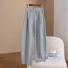 Women's Gray Wide-Leg Sweatpants: Spring & Autumn Loose-Fit Casual Pants