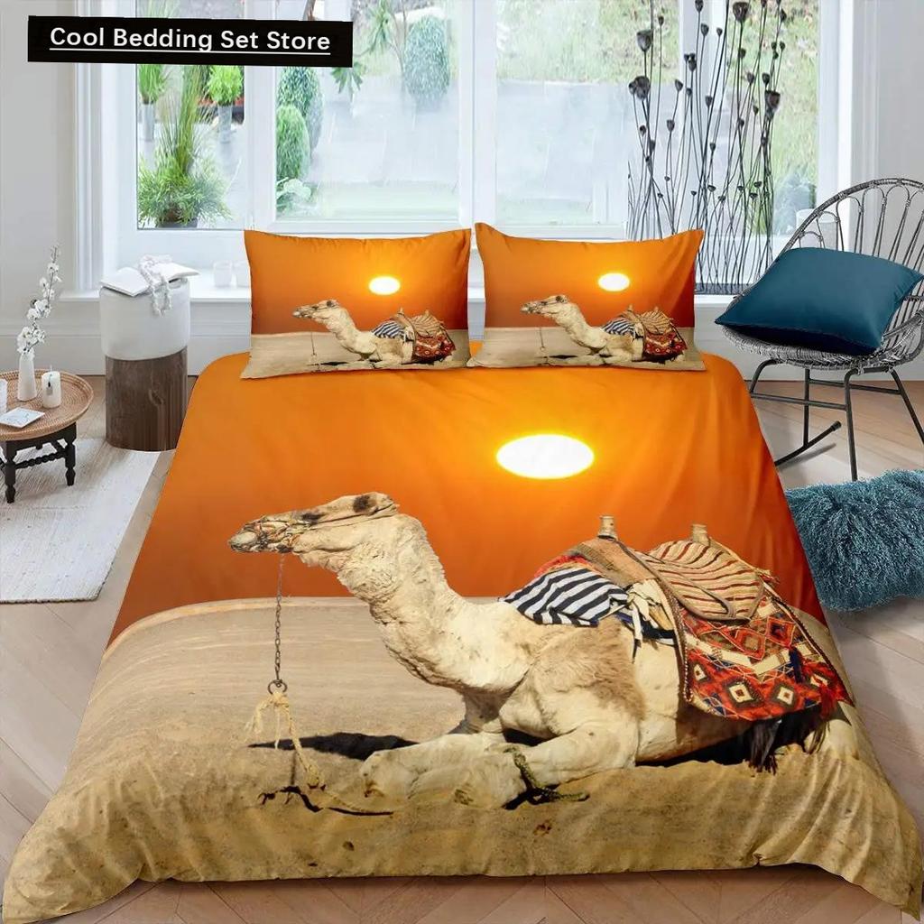 Comforter 3D Desert Camel King Queen Size Brown Animal Bedding Set Kids Teens Adults Cute Wildlife Soft Polyester