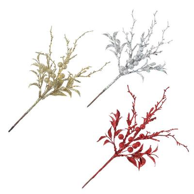 Poudre Dorée Sapin de Noël Rameaux Floraux avec Ornements de Fruits Branches pour Décoration de Fête