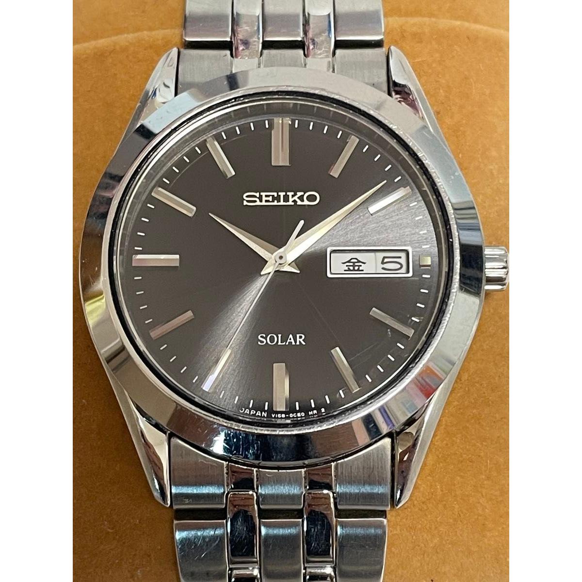 SEIKO Seiko Solar V158-0AZ0 Black dial Working condition Good condition
