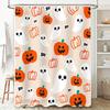 Halloween-themed Shower Curtain with Cute Pumpkin Ghost Designs for Bathroom Decor Orange, White, Black Color Scheme (size Custo