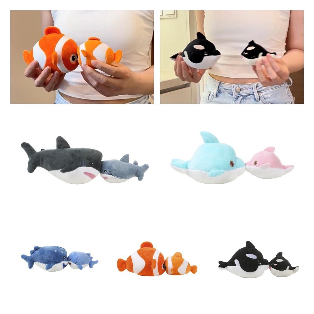 Kepelon Ocean Animal Plush Toy Cute Clown Fish Shark And Dolphin Stuffed Animals For Kids Vibrating And Huggable!