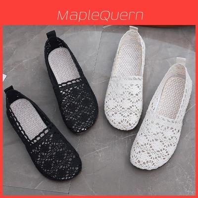 Summer Breathable Womens Mesh Shoes With Hollow Lace Up For Casual Daily Wear