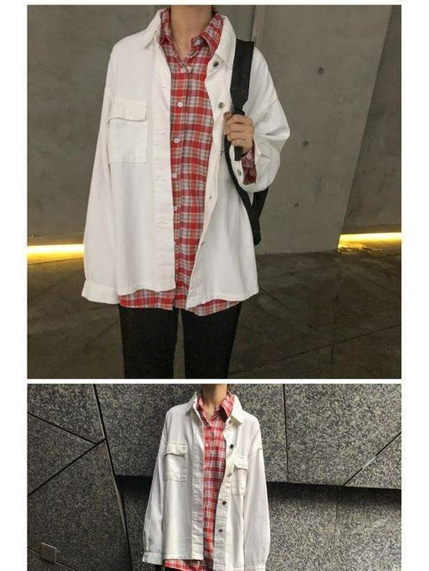 Women's Retro White Denim Jacket - Korean Hong Kong Style, Versatile Casual Loose Fit, Short for Spring/Autumn