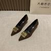 Herbst und Winter 2025 neue Mode vielseitige spitze Ferse flacher Ausschnitt Einzelne Schuhe Damen Metall Schnalle Temperament hoher Absatz Damenschuhe