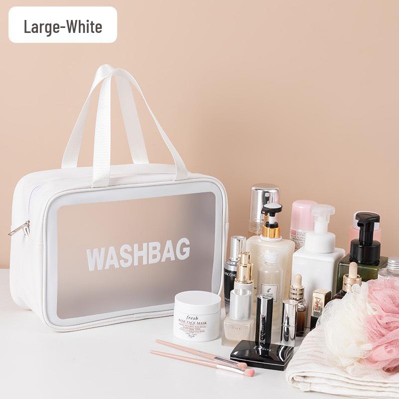 Double Layer Wet & Dry Separation Toiletry Bag - Portable Frosted Handheld Makeup & Swim Bag