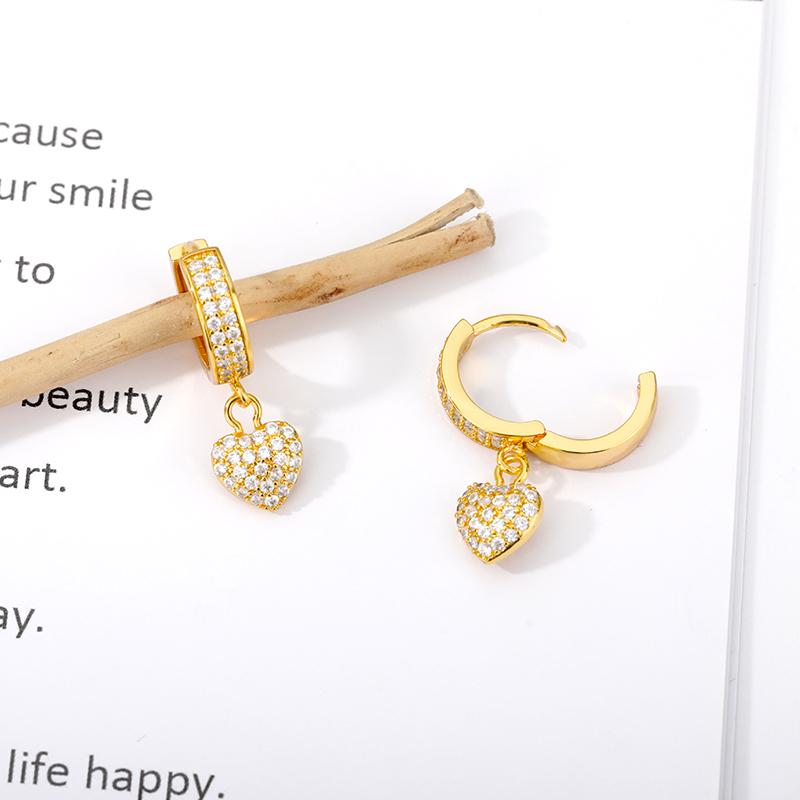 Cute Zircon Heart Earrings For Women Crystal Heart Stud Love Earring Couple Bridesmaid Valentine'S Day Jewelry Gift