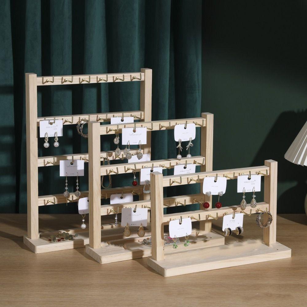 Creative Jewelry Storage Rack Wooden Bathroom Shelf Jewelry Display Stand  Stall Stand