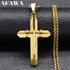 Religious Jesus Cross Necklace Stainless Steel Gold Color Men's Christian Pendant Necklaces Jewelry Corrente Masculina N2341S02