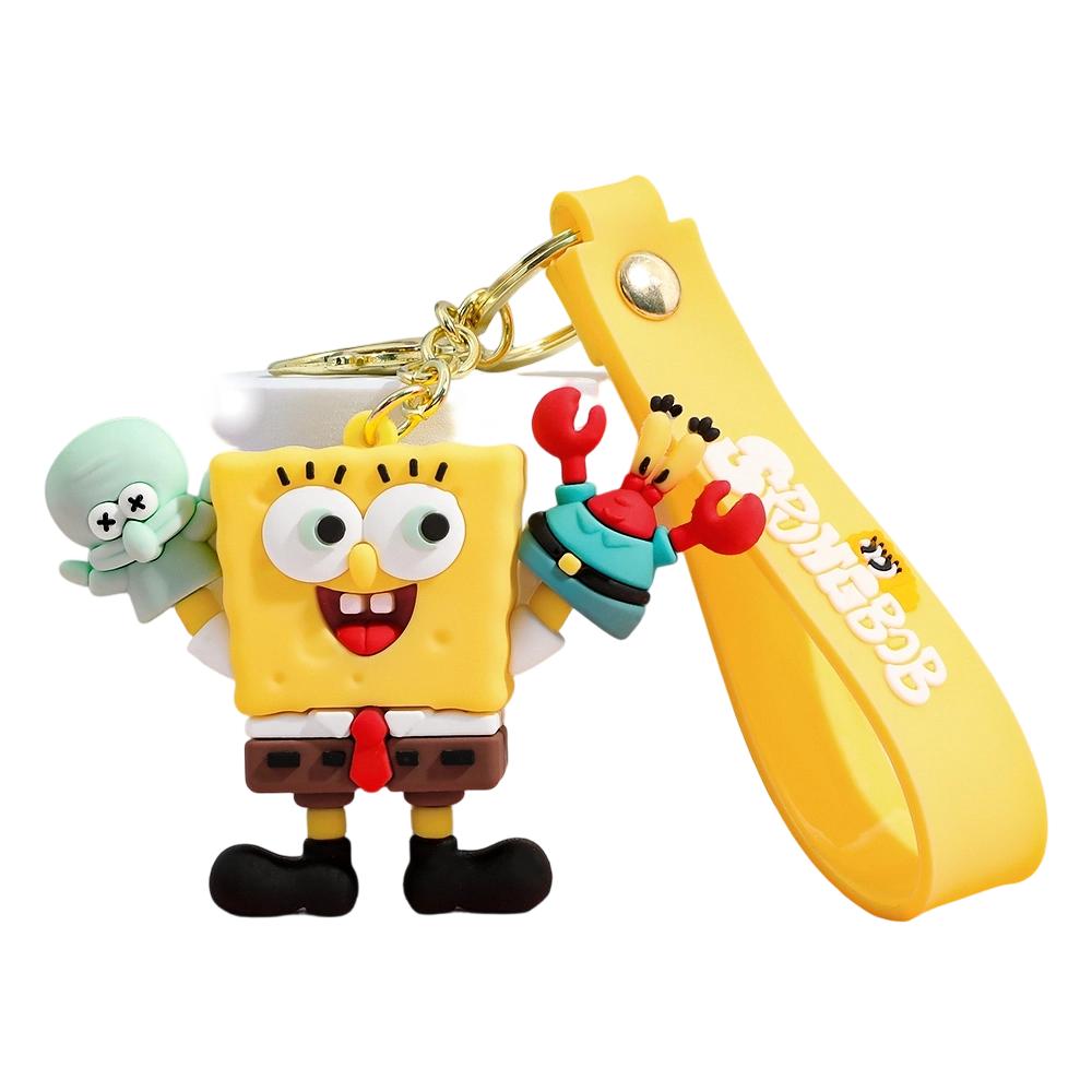 SpongeBob SquarePants Character Keychain Set - SpongeBob, Patrick, Squidward PVC Figures & Metal Rings, Bag Charm Christmas Gift