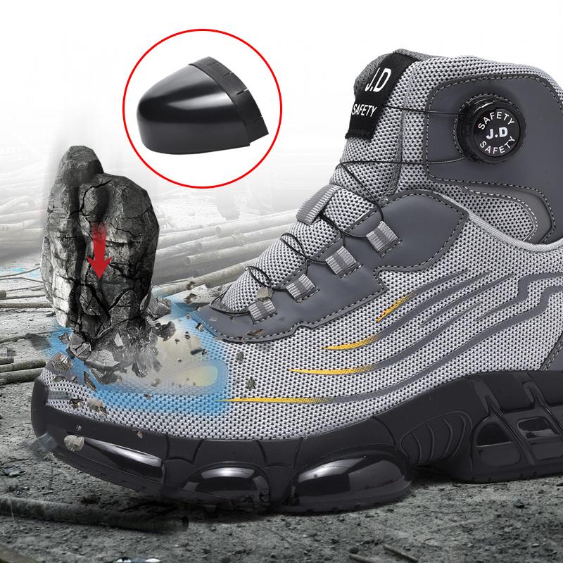 High-Top Indestructible Work Boots Steel Toe Men's Safety Shoes Puncture-Proof Non-Slip Couple Sneakers for Men