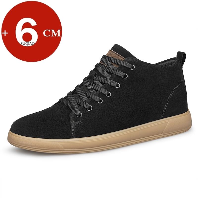 Genuine Pig Leather Fashion Height Increasing Sneakers Men All-match Casual Shoes Increase Insole 6cm Luxury Brand Lift Men Shoe