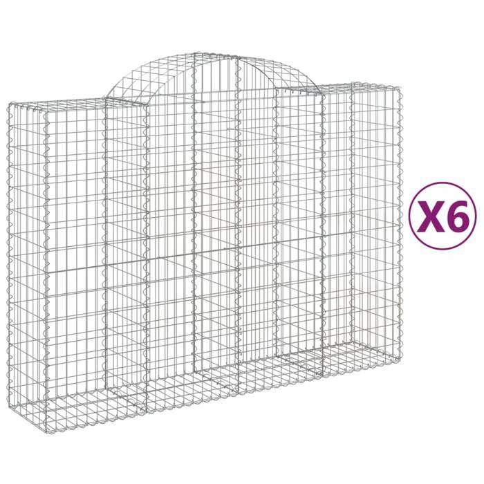 VidaXL Arched Gabion Baskets 6 Pcs 200x50x140/160 Cm Galvanized Iron, Gabion, Gabion Cage, Gabion Wall Basket, Wall 3146366