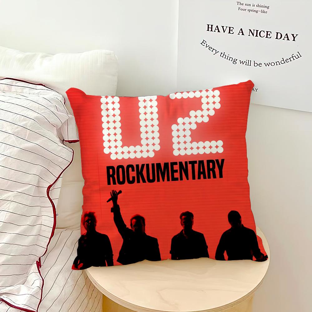 Rock U-U2 Band Music Pillow Case Sofa Living Room Bedroom Headboard Backrest Cushion Square Cushion Nap Time