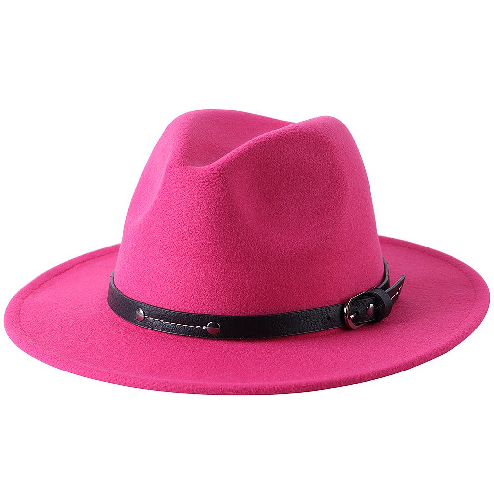 1Pc Fashion Wool Fedora Hat Men Autumn Winter Wide Brim Jazz Cap Imitation Woolen Women Church Felt British Hat