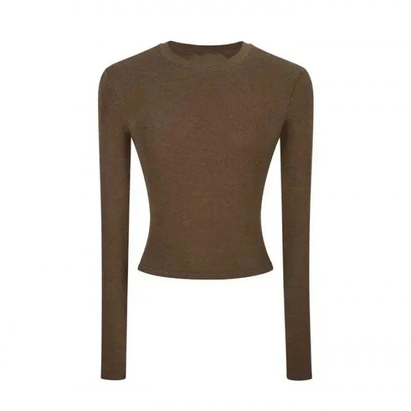 

Women s Slim Fit Long Sleeve Base Layer Top - Round Neck, Cinched Waist, Ideal for Autumn/Winter S (weight 80-95) темно-коричневого