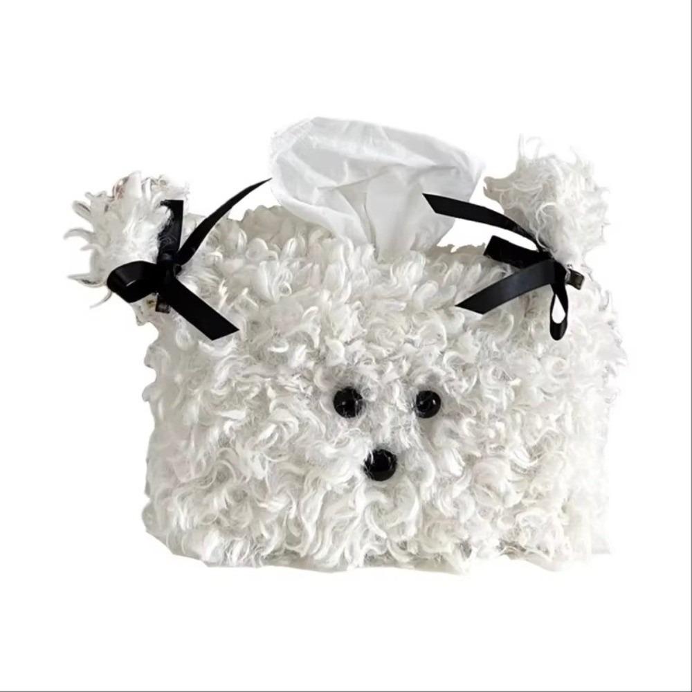 

Square Shape Tissue Box Cover Puppy Dog Design Tissue Case Napkin Dispenser Holder Home Decor білий