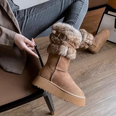 Northeast Fashion Medium and High Snow Boots Women's 2025 Winter New Piled Thickened Versatile Platform Cotton Shoes Mao Mao Boots