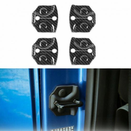 Car Door Lock Cover Buckle Decor Trim Bezel Decal Carbon Fiber For Ford F150 15+