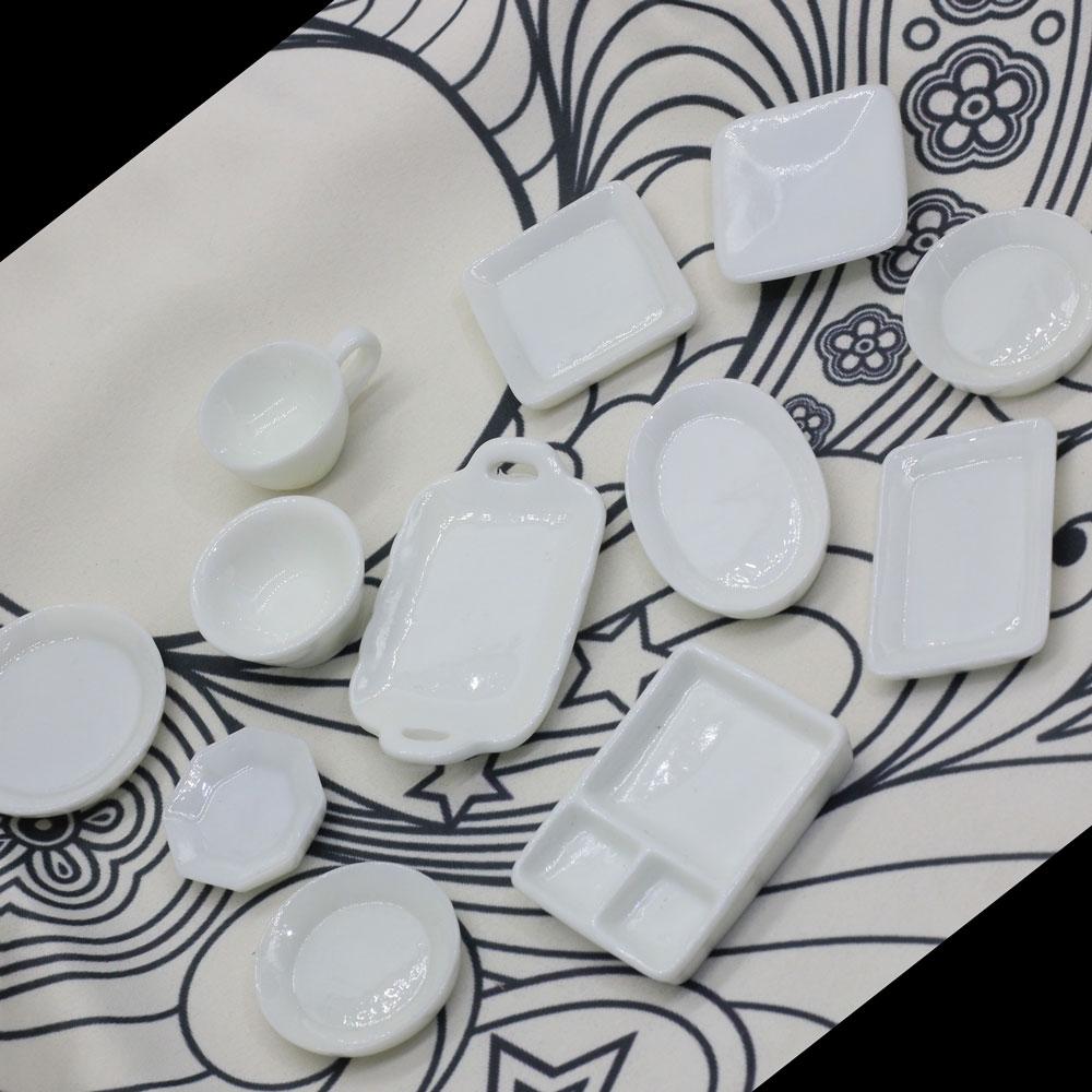 Kitchen Toys Dollhouse Trays Plates Doll Mini Food White Dishes Tableware Miniature Doll House Accessories