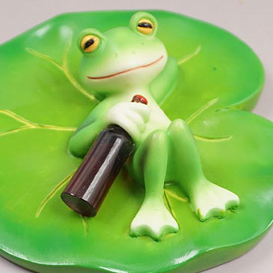 Yousheng Garden Floating Frog Figurine Pond Frog Decoration Resin Drunken Frog Lying On Lily Pad Statue for Aquarium Pond Fish Tank