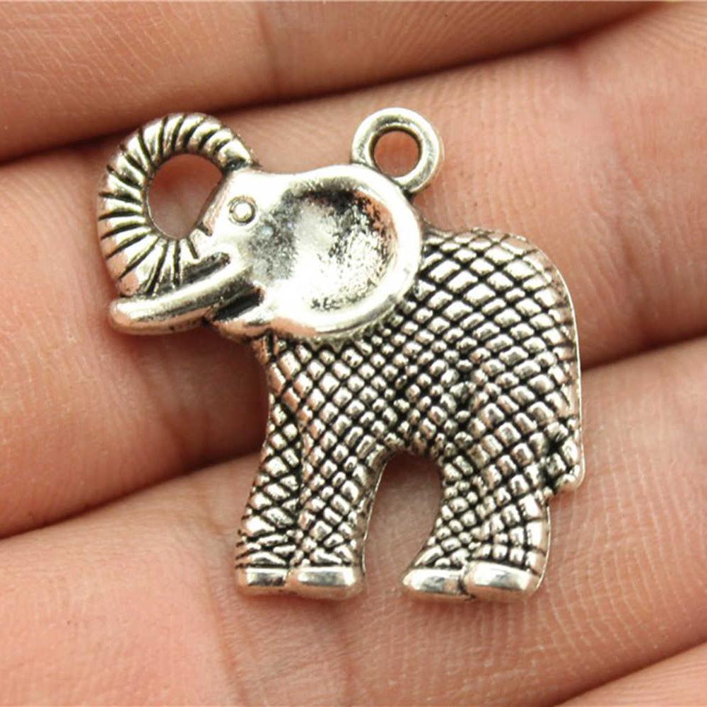 10pcs Elephant Charms For Jewelry Making Tibetan Bronze Silver Color Pendants Antique Jewelry Making DIY Handmade Craft