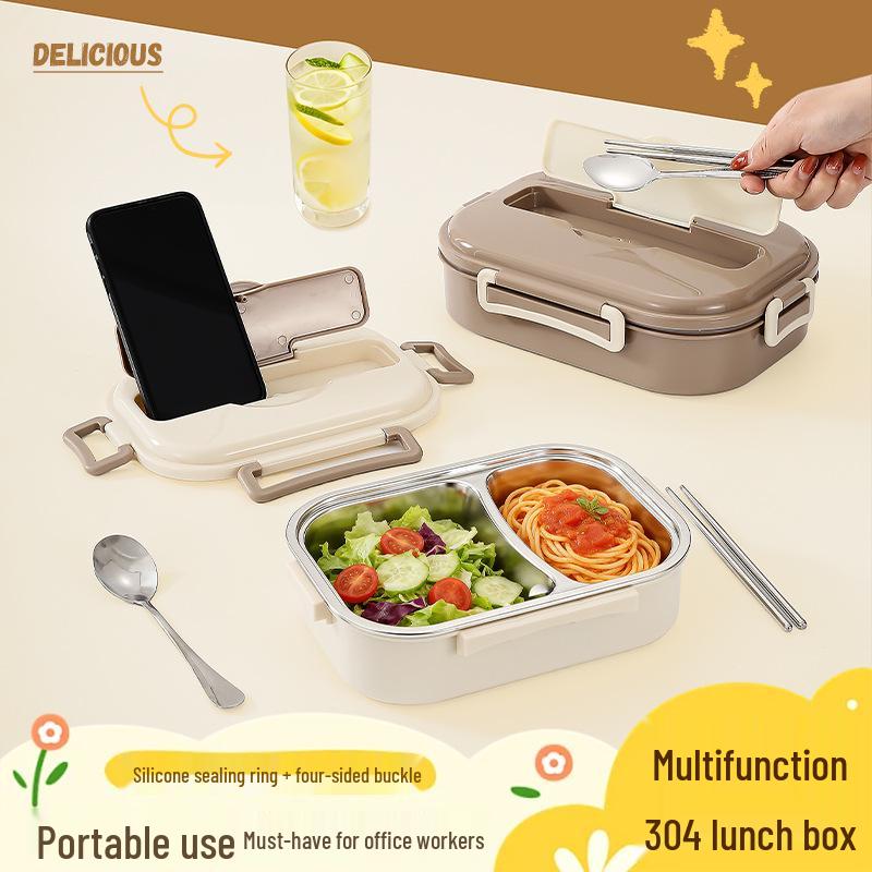 Microwave Safe 304 Stainless Steel Bento Box with Sealed Compartments for Freshness
