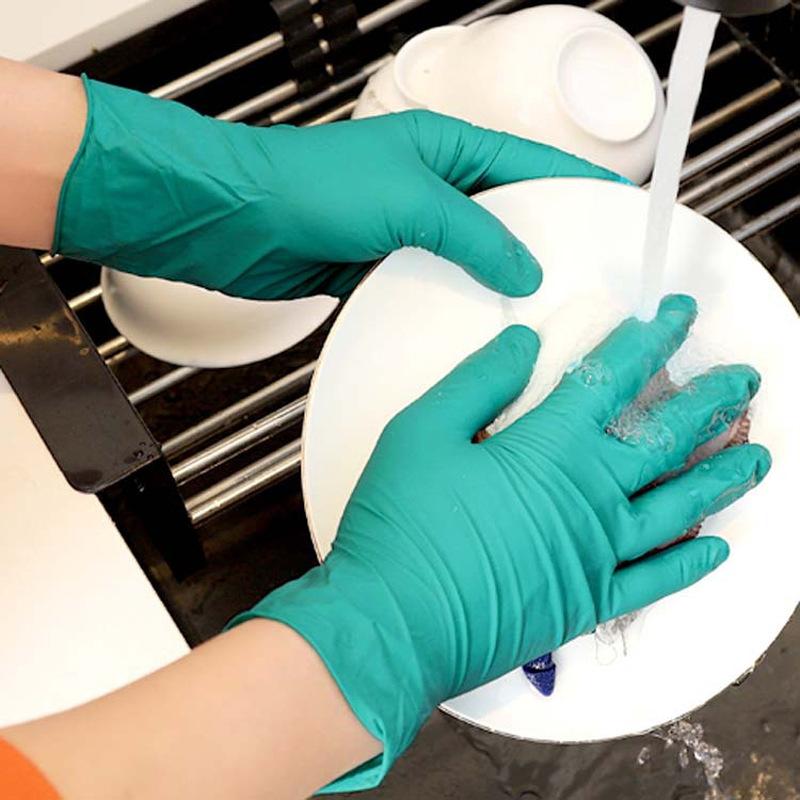 100PCS Wholesale Disposable Thickened Green Nitrile Gloves Black Pink Blue Nitrile Gloves Food - Grade Powder - Free Odorless