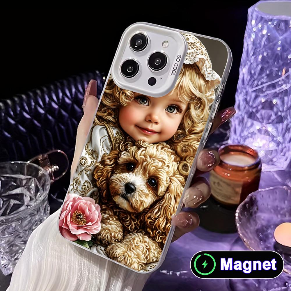 

Girl Dog Puppy White Translucent MagSafe Mobile Phone Case for iPhone 17 16 15 14 13 12 11 X XR XS Air Pro Max Plus Cover iPhone 13 Pro
