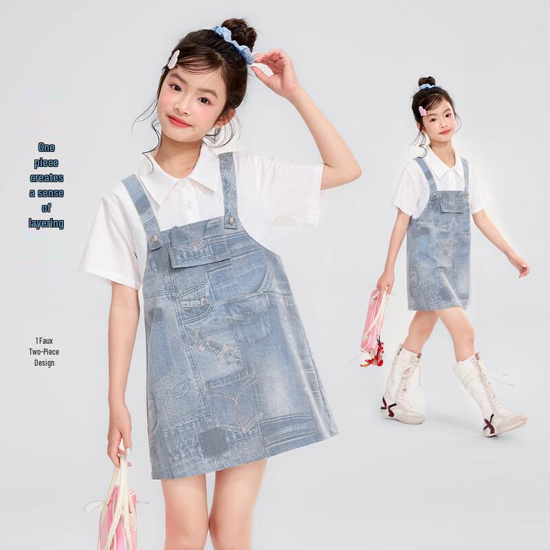 

Yuan Yuan Princess Girls Faux Two-Piece A-Line Summer Dress 150