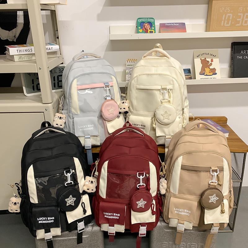 College style color matching large-capacity student schoolbag junior high school student Korean version casual backpack