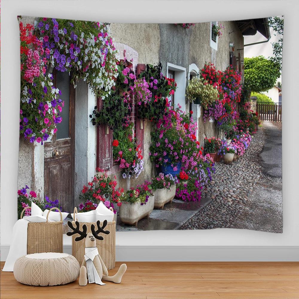 Arched Flower Path Garden Tapestry Indian Mandala Tapestry Wall Hanging Tapestries Boho Bedroom Wall Rug Couch Blanket 9 Size