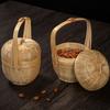 Creative Mini Handheld Bamboo Basket with Lid Home Kitchen Decorative Nut Hand Basket Portable Crafts Storage Basket 2025 New