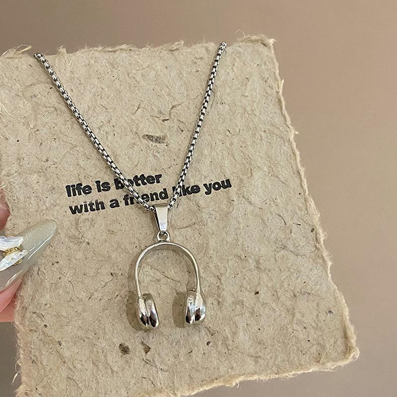 Music Headphone Stainless Steel Men Women Necklace Pendants Chain Rock Hip Hop Punk Trendy Jewelry Gift