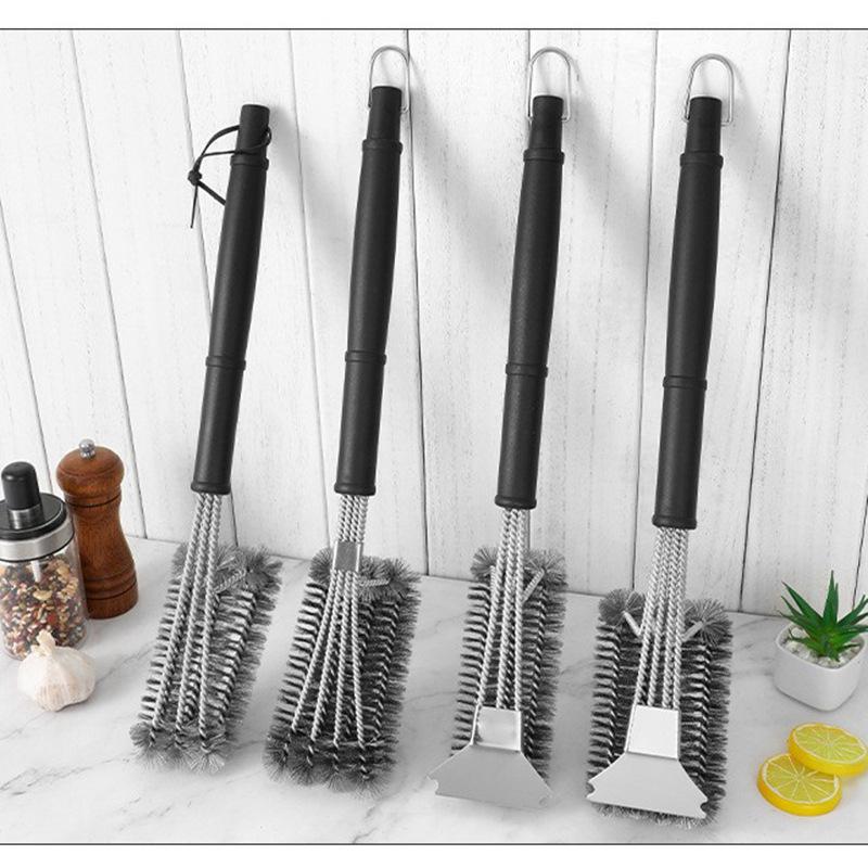 18-Inch Triple-Head Steel Wire BBQ Grill Cleaning Brush