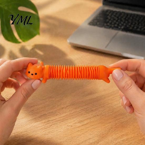 Stressabbau-Gadget 1/4 Stück 3D-gedrucktes federndes Katzen-Fidget-Spielzeug, liegendes Federhund-Sensorik-Spielzeug, dehnbares flexibles Tier für Schreibtischdekoration
