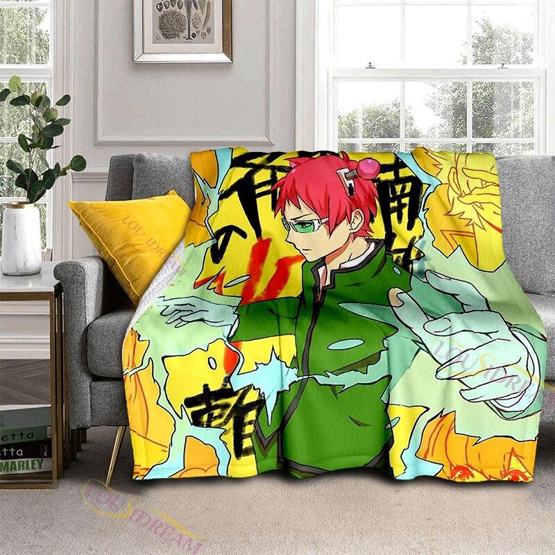 Anime Kusuo Saiki Peeker Customized Blanket Plush Flannel Decoration Bed Home Throw Sofa Blankets Unisex Children Boys Gifts