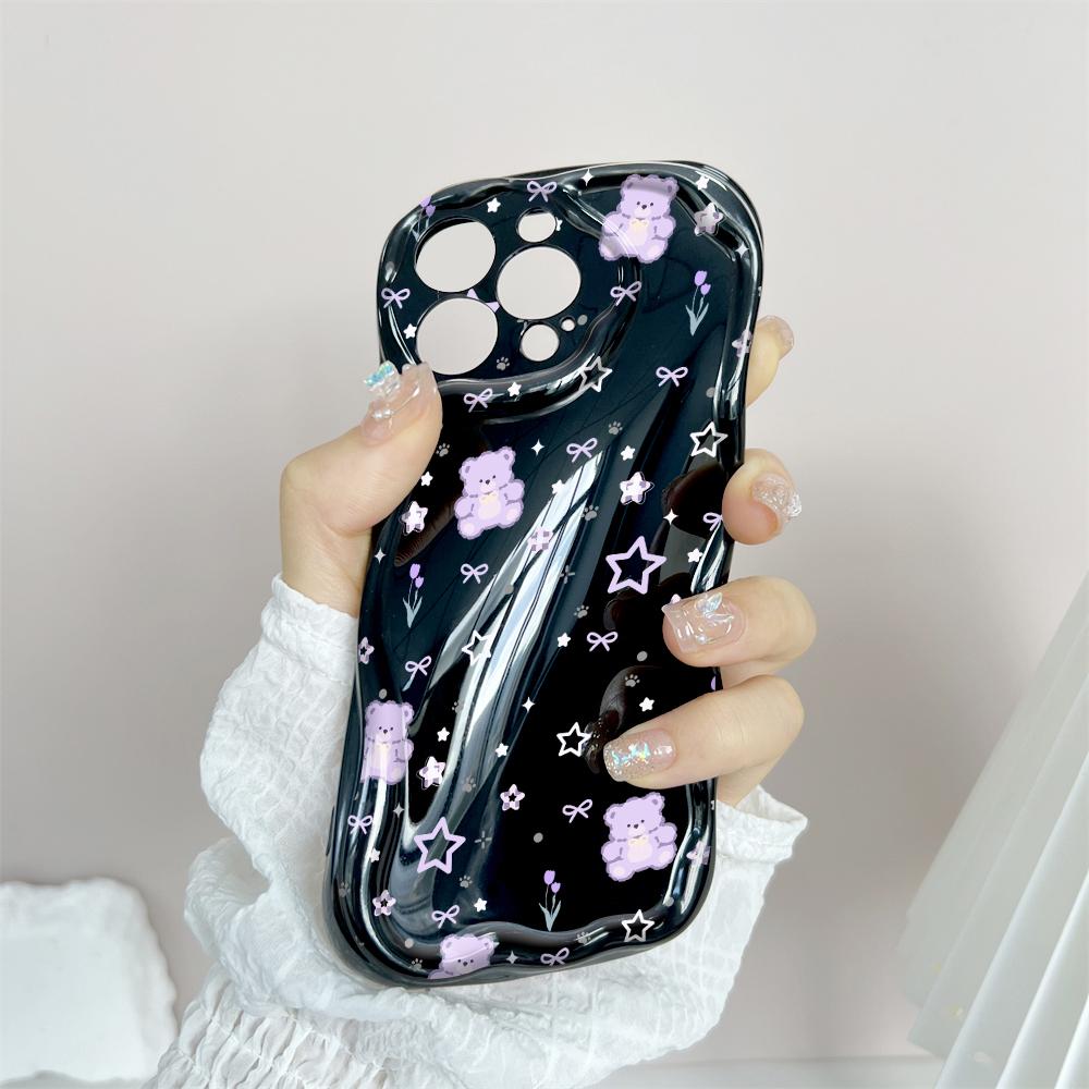 Cartoon Pattern Cream Texture Case Wavy Edge Mykt Silikondeksel Telefonveske til IPhone Samsung Huawei Honor Xiaomi Redmi Infinix Tecno