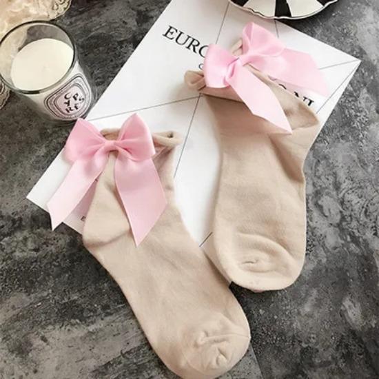 27 Colors Japanese Streetwear Socks Women's Bow Socks Fashion Female Patchwork Candy Color Short Socks Cute Ladies Knot Sokken